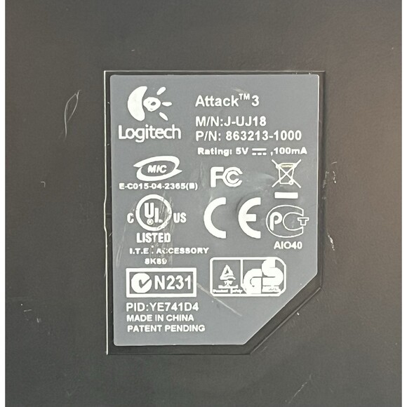 Logitech Attack 3 ATK3 J-UJ18 USB Joystick Gaming Controller Tested - Picture 9 of 10